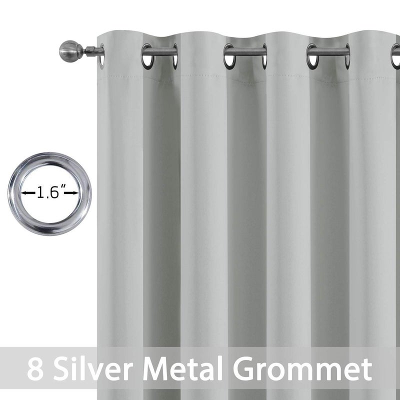 Yakamok Room Darkening Grommet Window Drapes Thermal Insulated Light Blocking Light Grey Blackout Curtains for Bedroom(52Wx96L,Light Gray,2 Panels) - Image 4